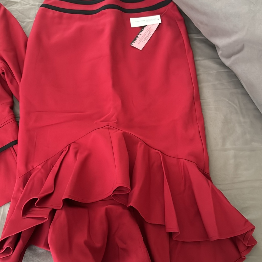 Elegant Red Ruffle Skirt